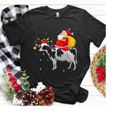 funny cow xmas t shirt, santa cow christmas shirt, cow lover xmas shirt, cow gift shirt, cute cow christmas, cow sweatsh