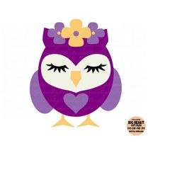 owl svg, png, jpg, dxf, cute owl cut files, owl with flowers, owl vector, silhouette cut file, cricut cut file, instant download