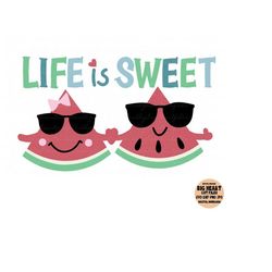 life is sweet svg, png, jpg, dxf, watermelon svg, life svg, summer svg, beach svg, vacation svg, silhouette cut file, cricut cut file