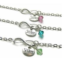 3 sisters bracelets, three sisters gift, infinity bracelets, sisters jewelry for 3, personalized with birthstones