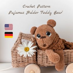 Amigurumi teddy bear crochet pattern-plush pattern, crochet doll pattern-soft toy pattern, bear crochet lovey pattern