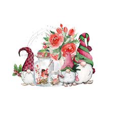 festive gnome christmas png - boho holiday sublimation design - gnomes, flowers, mistletoe, mason jars - digital download