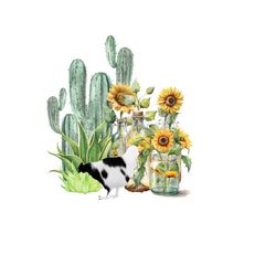 boho sunflowers, mason jars, cactus, chicken sublimation png - digital download