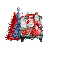 holiday santa sublimation png - vintage truck clipart - christmas tree png for sublimation - png digital download