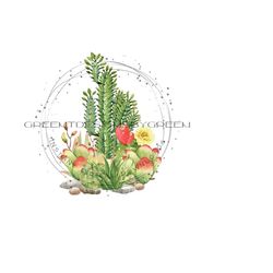 cathedral cactus & succulents clipart - sublimation png - printable jpg - digital download