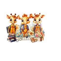 giraffe back to school png - adorable school lunch box, books & pencil clipart image-funny giraffe png for sublimation - digital download