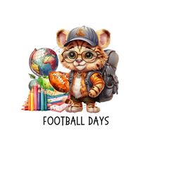 football days back to school png  - adorable school globe, books, pencils, & backpack clipart image - png for sublimation - digital download