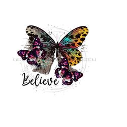 butterfly png digital download, mental health awareness png 'believe', inspiring sublimation, mental health sublimation, butterfly clipart.