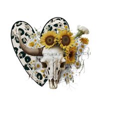 cow skull,cactus & sunflower western png,  leopard print heart sublimation,  rustic cow clipart, cowboy png, cactus clipart, cow skull png.
