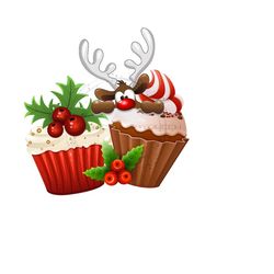 holiday reindeer cupcake sublimation png - festive fun christmas design - digital download