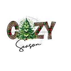 cozy season png - christmas plaid sublimation design - christmas tree - digital download