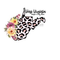 west virginia keeper of my heart clip art, png, instant download, sublimation graphics, west virginia png, leopard sublimation, pink design