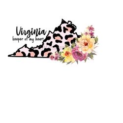 virginia map, keeper of my heart clip art, png, instant download, sublimation graphics, virginia png, leopard sublimation, pink design
