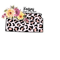 kansas state map, keeper of my heart clip art, png, instant download, sublimation graphics, kansas png, leopard sublimation, pink design