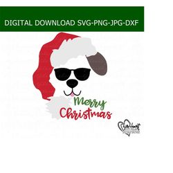 christmas puppy svg, png, jpg, dxf, merry christmas svg,santa puppy svg, dog santa hat svg, dog christmas svg, silhouette,cricut,sublimation