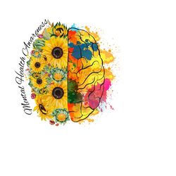 mental health awareness png, sunflower clipart, health awareness png, mentally healthy png, be mindful of your mental health clipart