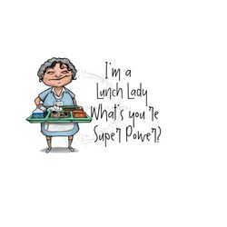 cheerful lunch lady clipart - school cafeteria worker - playful font - sublimation png & printable jpg - digital download