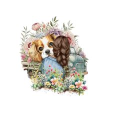 puppy dog png file, cute dog sublimation, vintage truck and wildflower png, puppy clipart, sublimation png.