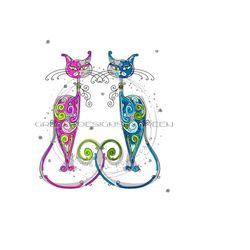 cat png digital download, pink and blue cat clipart, kitten png, kitty sublimation, kids nursery clipart, cat sublimation.