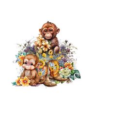 monkey png image, monkey in metal tub clipart, digital download png, monkey clipart, monkey sublimation, wildflower sublimation.