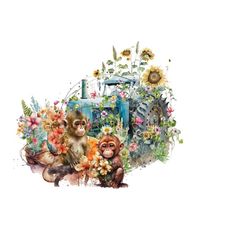 monkey png image, vintage tractor clipart, sunflower png, digital download png, monkey clipart, monkey sublimation, zoo sublimation.