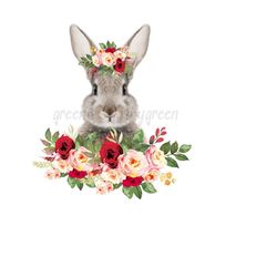 bunny flower png, sublimation designs downloads, rabbit png files, sublimation graphics, easter clipart png, sublimation, pink waterslide