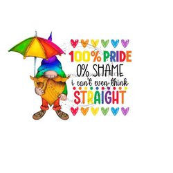 prideful rainbow gnome sublimation png - humorous text - hearts & umbrella accents - digital download