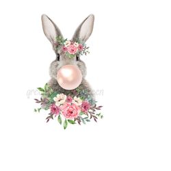 bunny rabbit chewing bubble gum png, sublimation designs downloads, rabbit png,sublimation graphics, easter clipart, sublimation, waterslide