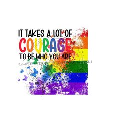 courage sublimation png - rainbow colors and butterflies design - 'be who you are' - digital download