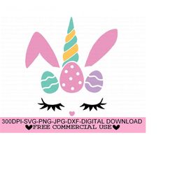 bunny unicorn svg, png, jpg, dxf, easter bunny svg, bunny face svg, easter svg, bunny cut files, easter shirt design, silhouette, cricut cut