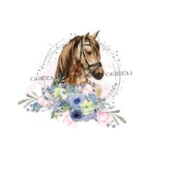 rustic horse png, southern horse waterslide, western sublimation, farm life clipart, blue floral clipart, horse png, farm animal clipart