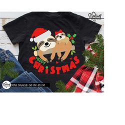 christmas sloth svg, png, jpg, dxf, merry christmas svg, baby sloth svg, winter sloth svg, kids svg, silhouette, cricut, sublimation