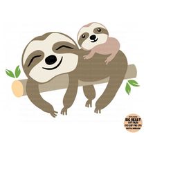 sloth svg, png, jpg, dxf, sloth mom and baby svg, sloth cut file, mama sloth svg, baby sloth svg, silhouette, cricut, sublimation