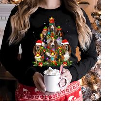 funny basset hound christmas tree shirt,basset hound dog t shirt, basset hound christmas t shirt, funny basset hound dog
