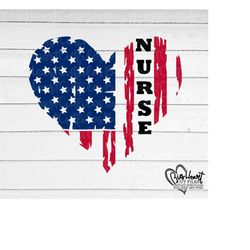 nurse svg, png, jpg, dxf, nurse heart flag svg, nurse cut file, distressed usa flag svg, distressed nurse flag svg, silhouette, cricut cut