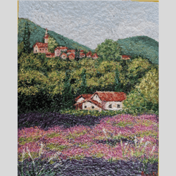 Original acrylic art Italian landscape, handmade painting floral landscape, unique wall art texture painting, art work