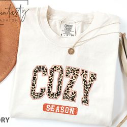 leopard cozy season t-shirt png, retro fall t-shirt png, womens fall t-shirt png, cozy t-shirt png, christmas t-shirt pn