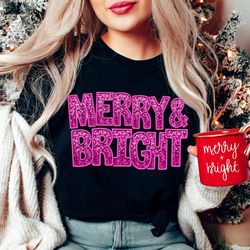 merry and bright christmas t-shirt png, merry chritmas t-shirt png, holiday apparel, bright christmas t-shirt png, comfo