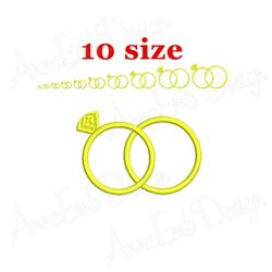 wedding rings embroidery design. wedding rings silhouette embroidery. wedding rings design. mini wedding rings. machine