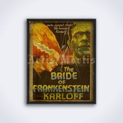 Bride of Frankenstein vintage classic monster horror movie printable art print poster Digital Download