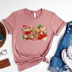 christmas coffee shirt, santa coffee shirt, peppermint iced latte shirt, snowmen cozy winter shirt, christmas latte shir