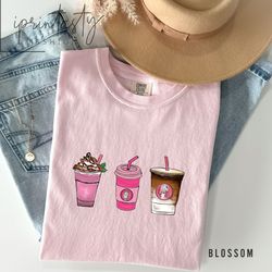 pink christmas coffee t-shirt png, pink christmas t-shirt png, christmas shirt pngfor her, pink christmas coffee t-shir