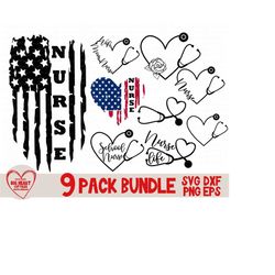 nurse svg bundle, svg png dxf eps, nurse svg, nurse flag, stethoscope bundle, stethoscope svg, cut files, silhouette, cricut, sublimation