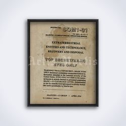 SOM1 Top Secret Special Operation Manual UFO MJ-12 ufology poster conspiracy printable art print Digital Download