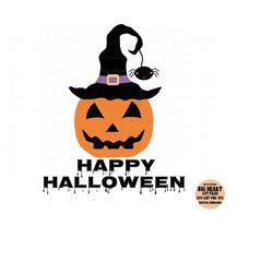 pumpkin witch hat svg, png, jpg, dxf, halloween pumpkin svg, happy halloween svg, pumpkin cut file, kids halloween design, silhouette,cricut