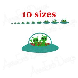 alien embroidery design. mini alien. machine embroidery design. alien ufo ufo filled stitches ufo embroidery design. gre