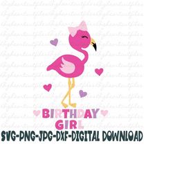 birthday girl flamingo svg, png, jpg, dxf, flamingo svg, flamingo birthday party, girl birthday shirt designs, silhouette, cricut cut file