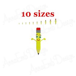 pencil embroidery design. back to school design. first grade. mini pencil design. pencil fill design. machine embroidery