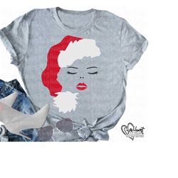 lady face santa hat svg, png, jpg ,dxf, santa hat svg, instant download, christmas women svg, silhouette cut files, cricut cut