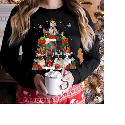 french bulldog tree christmas lights t shirt, french bulldog dog christmas sweatshirt, french bulldog merry christmas sw